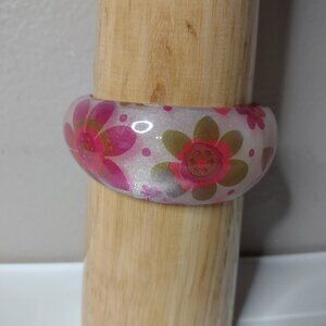 8 Inch Vintage Cute Pink Flower Bangle